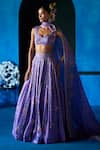 Buy_The Whole Nine Yards_Purple Satin, Organza Embroidery, Sequins Misty Dawn Floral Print Lehenga Set _at_Aza_Fashions