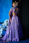 Shop_The Whole Nine Yards_Purple Satin, Organza Embroidery, Sequins Misty Dawn Floral Print Lehenga Set _at_Aza_Fashions