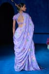 Shop_The Whole Nine Yards_Purple Satin, Organza Embroidery, Moonlight Affair Printed Saree With Blouse _at_Aza_Fashions