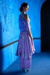 Shop_The Whole Nine Yards_Purple Bemberg, Satin Sequins, Beads Blushing Sky Printed Anarkali Set _at_Aza_Fashions