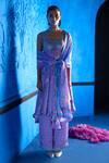 Shop_The Whole Nine Yards_Purple Bemberg, Satin Sequins, Beads Blushing Sky Printed Anarkali Set _Online_at_Aza_Fashions