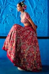 Buy_The Whole Nine Yards_Red Satin, Dupion Beads, Sequins, Say Yes Scarlett Printed Lehenga Set _Online_at_Aza_Fashions