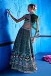 The Whole Nine Yards_Emerald Green Satin, Dupion, Net Beads, Her Secret Garden Printed Lehenga Set _at_Aza_Fashions