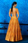 Shop_The Whole Nine Yards_Yellow Satin, Organza Foil Printing, Marigold Muse Printed Lehenga Set _at_Aza_Fashions