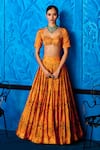 Buy_The Whole Nine Yards_Yellow Satin, Organza Foil Printing, Marigold Muse Printed Lehenga Set _Online_at_Aza_Fashions