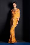 The Whole Nine Yards_Yellow Satin, Organza Beads, Sequins, In Her Glow Printed Saree With Blouse _Online_at_Aza_Fashions