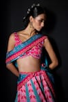 The Whole Nine Yards_Pink Satin, Dupion Beads, Sequins, Embroidery Dancing Palm Printed Lehenga Set _Online_at_Aza_Fashions