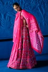 Buy_The Whole Nine Yards_Pink Satin, Dupion Beads, Sequins, Embroidery Her Promise Printed Lehenga Set _at_Aza_Fashions