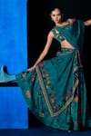 Buy_The Whole Nine Yards_Teal Satin, Organza Embroidery Sweetheart Neck Temptation Printed Lehenga Set _at_Aza_Fashions