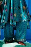 Buy_The Whole Nine Yards_Teal Bemberg, Satin Sequins Sweetheart Neck Minted Meadow Anarkali Set _Online_at_Aza_Fashions