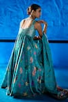 Shop_The Whole Nine Yards_Teal Bemberg, Satin Sequins Sweetheart Neck Minted Meadow Anarkali Set _at_Aza_Fashions