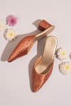 Buy_Urbansway_Orange Kesri Banarasi Brocade Floral Weave Mules _at_Aza_Fashions