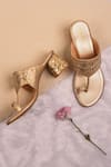 Buy_Urbansway_Gold Beads, Sequins, Embroidery Sonaa Kolhapuri Heels _at_Aza_Fashions