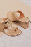 Shop_Urbansway_Gold Beads, Sequins, Embroidery Sonaa Kolhapuri Heels _at_Aza_Fashions