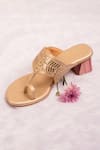 Buy_Urbansway_Gold Raani Embossed Kolhapuri Block Heels _at_Aza_Fashions