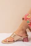 Shop_Urbansway_Gold Raani Embossed Kolhapuri Block Heels _at_Aza_Fashions