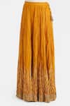Shop_Kora_Yellow Chanderi Silk Gota Patti, Tassels, Embroidery 40 Kali Lehenga _at_Aza_Fashions