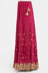 Shop_Kora_Fuchsia Chanderi Silk Embroidery, Zari Gota 40 Kali Lehenga _Online_at_Aza_Fashions