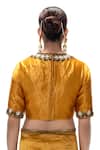 Shop Mimamsaa Mustard Tissue, Silk Embroidery, Metallic Thread Round Advika Handwoven Blouse at Aza Fashions Shop_Mimamsaa_Mustard Tissue, Silk Embroidery, Metallic Thread Round Advika Handwoven Blouse _at_Aza_Fashions