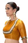 Mimamsaa Mustard Tissue, Silk Embroidery, Metallic Thread Round Advika Handwoven Blouse Online at Aza Fashions Mimamsaa_Mustard Tissue, Silk Embroidery, Metallic Thread Round Advika Handwoven Blouse _Online_at_Aza_Fashions