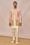 Buy_Masaba_Pink Silk, Jacquard Embroidery, Metallic Thread Gulposh Raja Jacket Kurta Set _at_Aza_Fashions