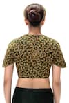 Shop Mimamsaa Green Chanderi Silk Embroidery, Metallic Thread V-neck Ritu Handwoven Blouse at Aza Fashions Shop_Mimamsaa_Green Chanderi Silk Embroidery, Metallic Thread V-neck Ritu Handwoven Blouse _at_Aza_Fashions