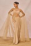 Buy_Masaba_Beige Crepe Round Neck, Tera Khayal Embellished Cape Draped Skirt Set _at_Aza_Fashions