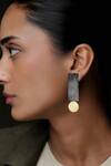 Shop_DE'Anma_Gold Plated Geometric Danglers _at_Aza_Fashions