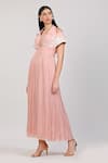 Shop_Zosia_Pink Chinon Embroidery Halter Neck, Rosabelle Pleated Dress _Online_at_Aza_Fashions