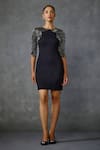 Buy_Namrata Joshipura_Black Jersey Embroidery Round Neck Illumaris Salli Embellished Short Dress _at_Aza_Fashions