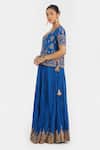 Shop_Kora_Blue Chanderi , Organza Beads, Sequins, Dori Blouse And Lehenga Set 