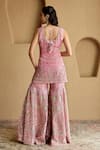 Shop_SUHINO_Pink Tissue, Organza Embroidery, Mirrors Square Neck Kurta Sharara Set _at_Aza_Fashions