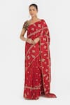 Buy_Kora_Red Organza, Chanderi , Chanderi, Dori Saree And Blouse _at_Aza_Fashions