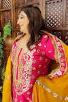 Amaltas Couture_Pink Silk, Georgette, Organza Gota Patti, Mirrors, Embroidery, Work Kurta Set _Online