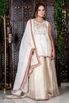 Buy_Amaltas Couture_Off White Chanderi Gota Patti, Beads, Embroidery, Zari Round Kurta Sharara Set _Online_at_Aza_Fashions