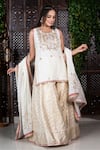 Buy_Amaltas Couture_Off White Chanderi Gota Patti, Beads, Embroidery, Zari Round Kurta Sharara Set _at_Aza_Fashions