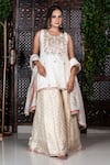 Shop_Amaltas Couture_Off White Chanderi Gota Patti, Beads, Embroidery, Zari Round Kurta Sharara Set _Online_at_Aza_Fashions