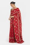 Kora_Red Organza, Chanderi , Chanderi, Dori Saree And Blouse _Online_at_Aza_Fashions