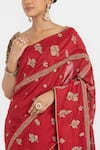 Buy_Kora_Red Organza, Chanderi , Chanderi, Dori Saree And Blouse _Online_at_Aza_Fashions