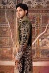 Angad Creations_Green Velvet, Silk Embroidery, Metallic Thread Shafaq Work Kurta Set _at_Aza_Fashions