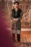 Angad Creations_Green Velvet, Silk Embroidery, Metallic Thread Shafaq Work Kurta Set _Online_at_Aza_Fashions