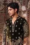 Buy_Angad Creations_Green Velvet, Silk Embroidery, Metallic Thread Shafaq Work Kurta Set 