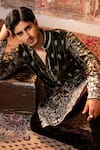 Shop_Angad Creations_Green Velvet, Silk Embroidery, Metallic Thread Shafaq Work Kurta Set 