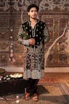 Buy_Angad Creations_Green Velvet, Silk Embroidery, Metallic Thread Shafaq Work Kurta Set _at_Aza_Fashions