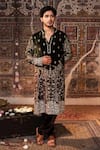 Angad Creations_Green Velvet, Silk Embroidery, Metallic Thread Shafaq Work Kurta Set _Online