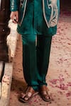 Shop_Angad Creations_Emerald Green Cotton Satin Embroidery Naseem Thread Work Jacket Kurta Set _Online_at_Aza_Fashions