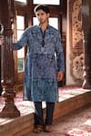 Buy_Angad Creations_Gray Viscose, Silk Embroidery Aflaak Thread Work Kurta And Pant Set _at_Aza_Fashions