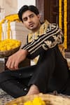 Buy_Angad Creations_Black Silk Embroidery, Metallic Arafat Ombre Tilla Work Nehru Jacket And Kurta Set _Online_at_Aza_Fashions