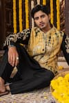 Shop_Angad Creations_Black Silk Embroidery, Metallic Arafat Ombre Tilla Work Nehru Jacket And Kurta Set _Online_at_Aza_Fashions