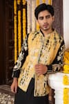 Buy_Angad Creations_Black Silk Embroidery, Metallic Arafat Ombre Tilla Work Nehru Jacket And Kurta Set 